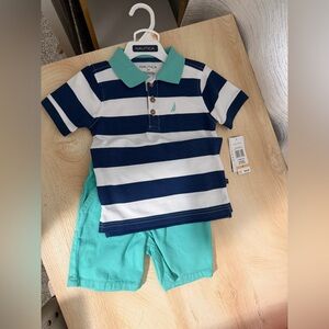 Nautica Kids Polo with Navy and White Stripes